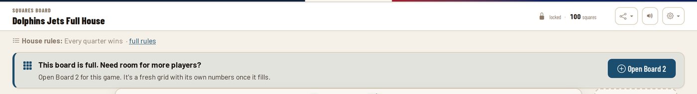 The full-board banner on a board page showing the option to open a second board for the same game